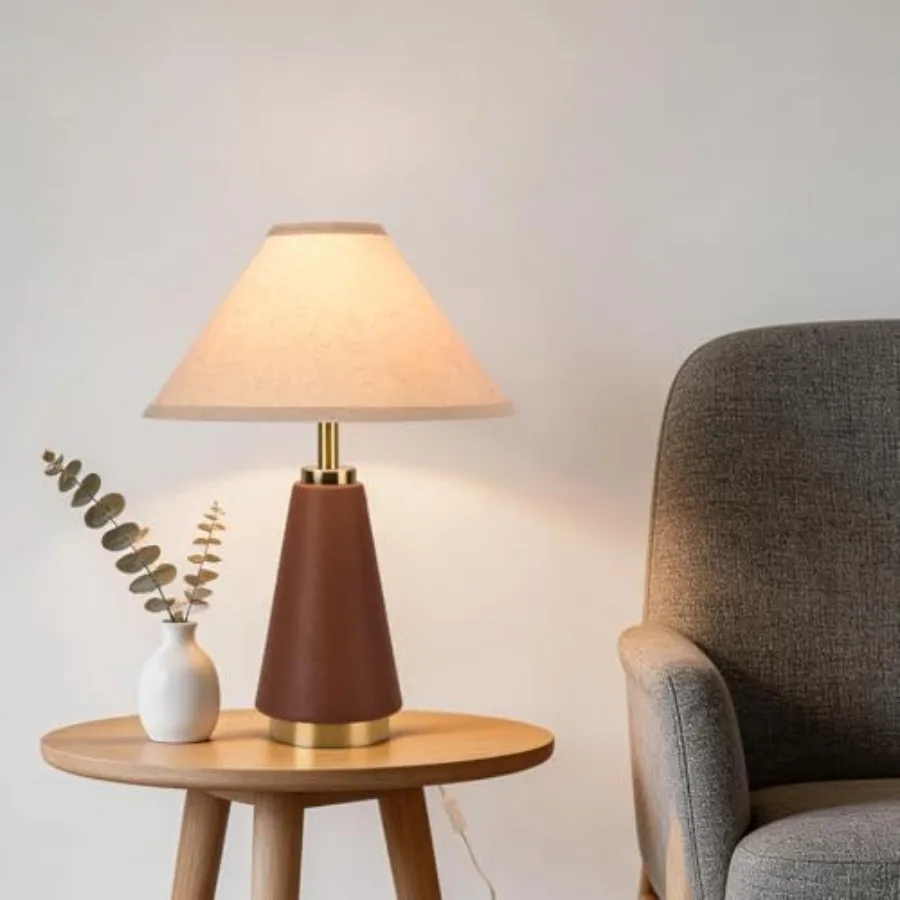 18.11 Inch Table Lamp, Farmhouse Table Lamps with Beige Fabric Shade, PU Leather for Kitchen Counter, Bedroom, Nightstand, Desk
18.11 Inch Table Lamp, Farmhouse Table Lamps with Beige Fabric Shade, PU Leather for Kitchen Counter, Bedroom, Nightstand, Desk