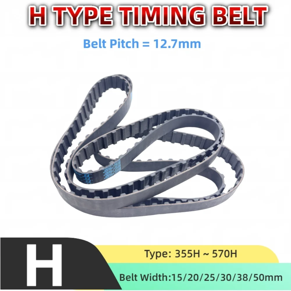H Timing Belt Model 355H to 570H Pitch 12.7mm H Rubber Belt Width 15/20/25/30/38/50mm Trapezoid Tooth Belts H Closed Loop Belt
H Timing Belt Model 355H to 570H Pitch 12.7mm H Rubber Belt Width 15/20/25/30/38/50mm Trapezoid Tooth Belts H Closed Loop Belt