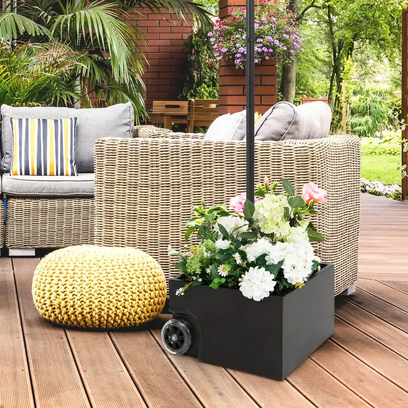 150 Pounds Patio Umbrella Base Stand Wheels Planter Outdoor-Black
150 Pounds Patio Umbrella Base Stand Wheels Planter Outdoor-Black