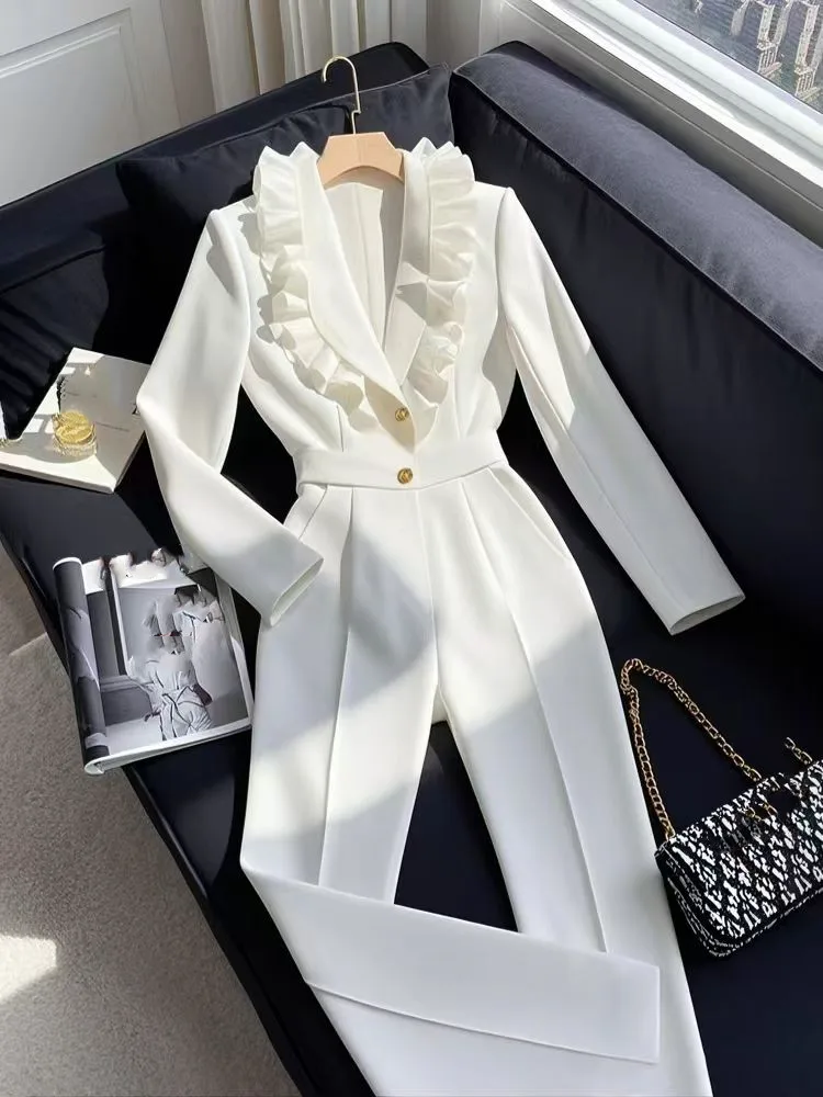 New French Ruffles V Neck Office Lady Jumpsuits for Women Jumpsuit Long Sleeve Party High Waist Wide Leg Pants Rompers Jumpsuits
New French Ruffles V Neck Office Lady Jumpsuits for Women Jumpsuit Long Sleeve Party High Waist Wide Leg Pants Rompers Jumpsuits
