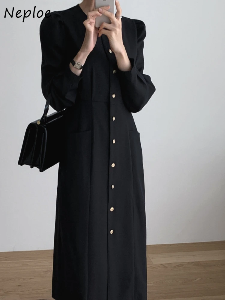Neploe Elegant Fashion Puff Sleeve Dresses 2025 New Mid-length Dress for Women Y2k O-neck Single Breasted Vestidos Mujer
Neploe Elegant Fashion Puff Sleeve Dresses 2025 New Mid-length Dress for Women Y2k O-neck Single Breasted Vestidos Mujer
