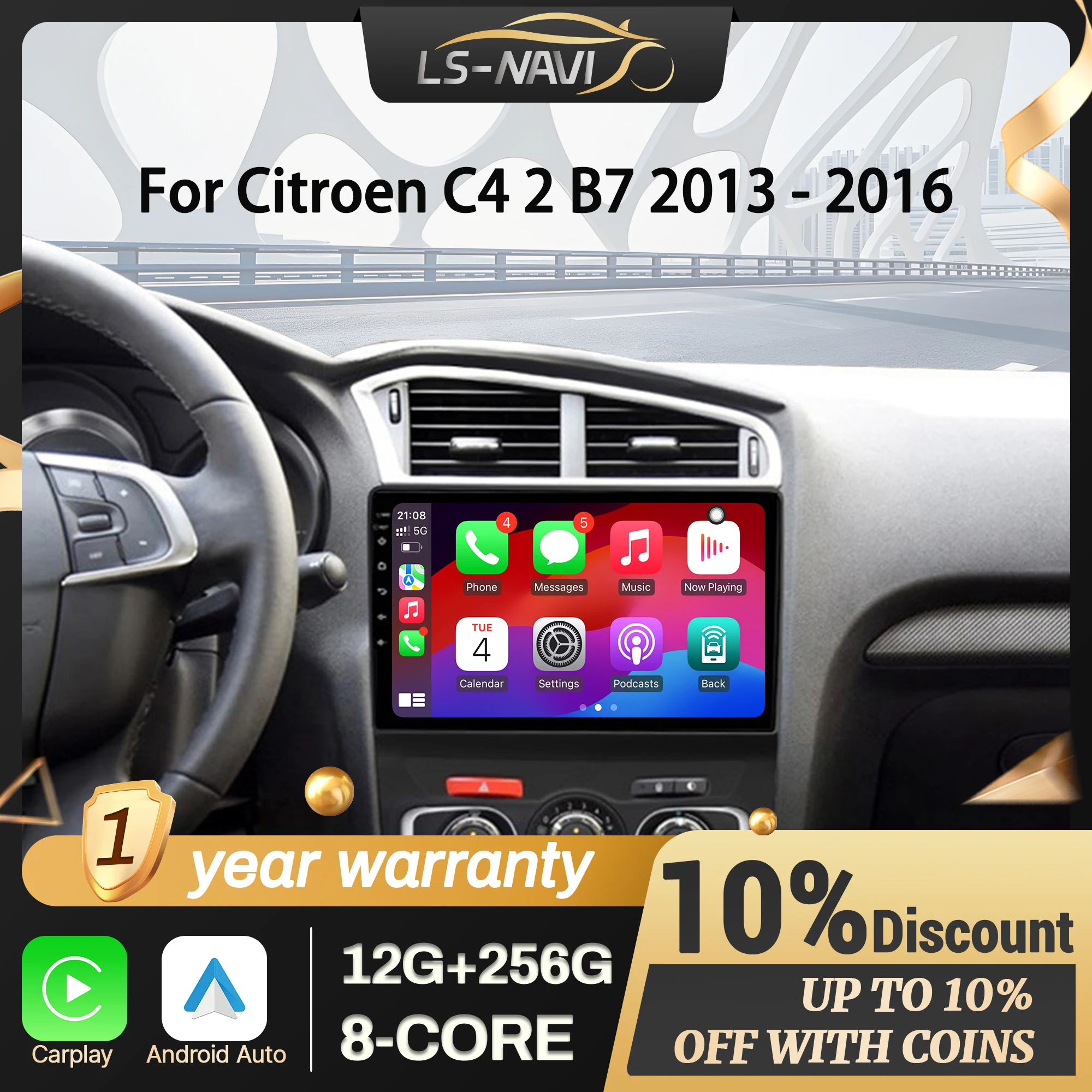 For Citroen C4 2 B7 2013-2016 Multimedia Navigation Android 14 Car Radio 4G GPS Wireless CarPlay Bluetooth Stereo Touch Screen
For Citroen C4 2 B7 2013-2016 Multimedia Navigation Android 14 Car Radio 4G GPS Wireless CarPlay Bluetooth Stereo Touch Screen