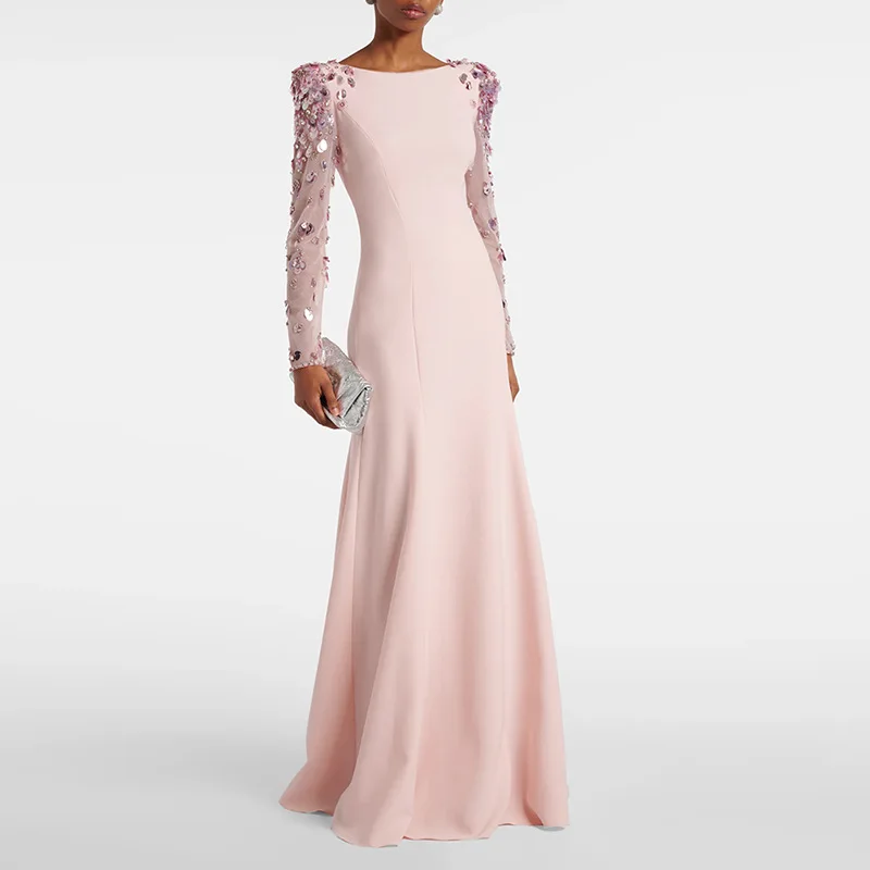 European and American Evening Long Dress 2026 New Mesh Sleeves Sequin Bead Long Dress
European and American Evening Long Dress 2026 New Mesh Sleeves Sequin Bead Long Dress