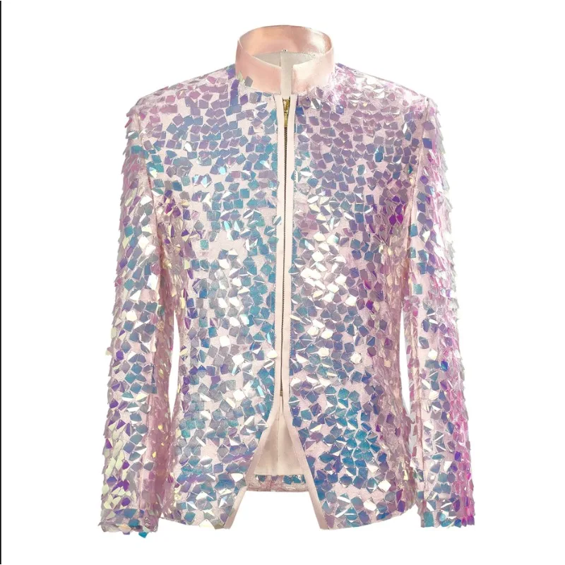 Men's Shiny Sequin Jacket, European Standing Collar Zipper Jacket, Ideal Choice for Weddings, Banquets, and Stage Performances
Men's Shiny Sequin Jacket, European Standing Collar Zipper Jacket, Ideal Choice for Weddings, Banquets, and Stage Performances