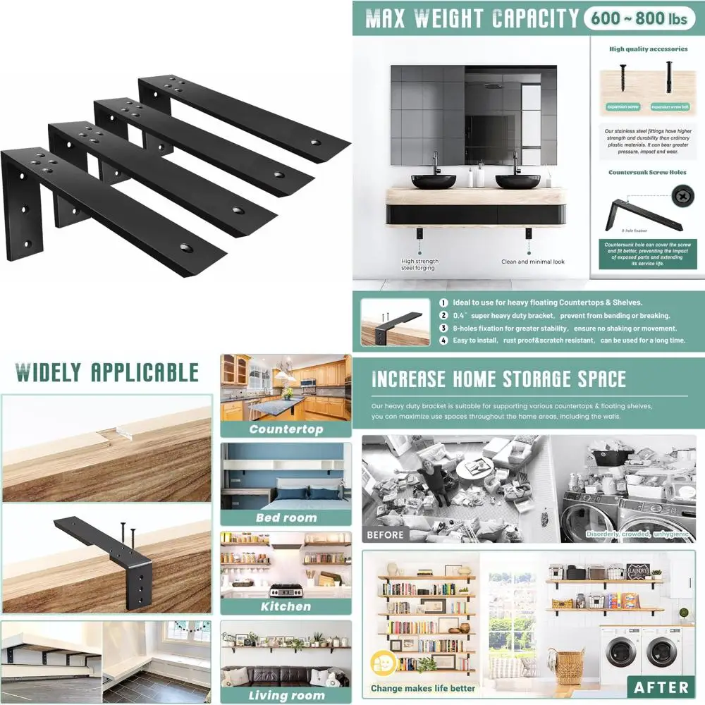 Сверхмощные металлические опорные кронштейны для столешницы, 4 шт. L-образные кронштейны, кронштейны для полок толщиной 10x6x2,5, коронки для кухни
Сверхмощные металлические опорные кронштейны для столешницы, 4 шт. L-образные кронштейны, кронштейны для полок толщиной 10x6x2,5, коронки для кухни
