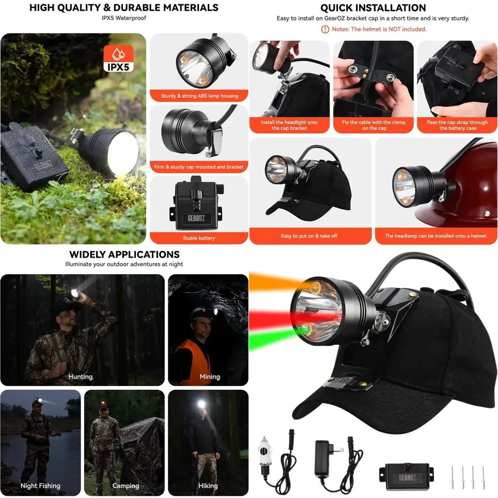 Rechargeable Waterproof Headlamp with 6 Modes, 600 Lumens 4-Color LED for Hunting Coyotes, Hogs, and Predators
Rechargeable Waterproof Headlamp with 6 Modes, 600 Lumens 4-Color LED for Hunting Coyotes, Hogs, and Predators