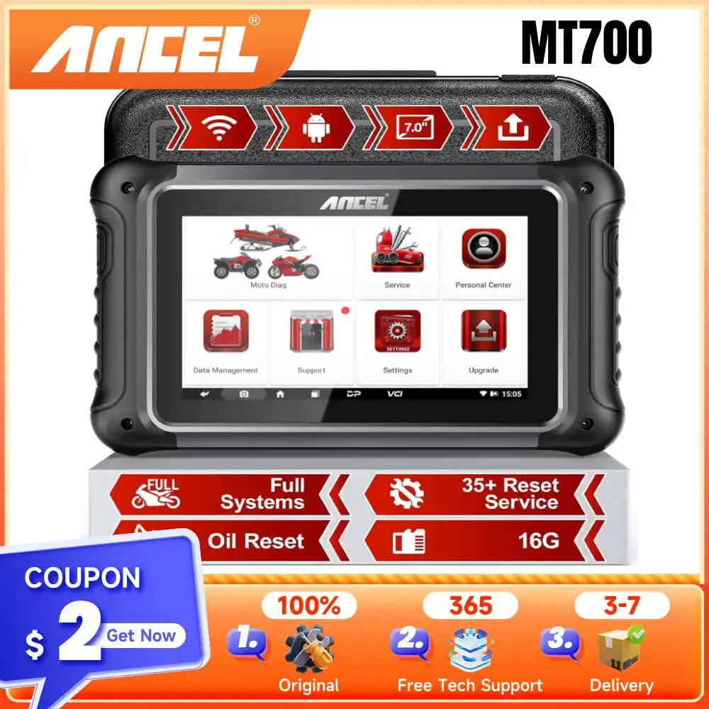ANCEL MT700 сканирование мотоцикла, всесистемный диагностический инструмент, подставка для масла, ABS, кровотечение 31, функция сброса, инструмент сканирования мотоцикла для BMW
ANCEL MT700 сканирование мотоцикла, всесистемный диагностический инструмент, подставка для масла, ABS, кровотечение 31, функция сброса, инструмент сканирования мотоцикла для BMW