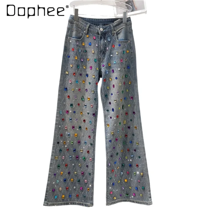 2026 Summer New Light Luxury Heavy Industry Design Hand-sewn Colorful Gemstones High Waist Straight Denim Blue Jeans for Women
2026 Summer New Light Luxury Heavy Industry Design Hand-sewn Colorful Gemstones High Waist Straight Denim Blue Jeans for Women