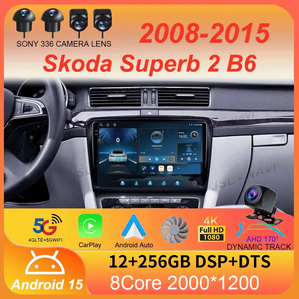 For Skoda Superb 2 B6 2008 2009 2010 2011 - 2015 Car Radio Android 15 Navigation Multimedia Player GPS WiFi+4G Video Carplay BT
For Skoda Superb 2 B6 2008 2009 2010 2011 - 2015 Car Radio Android 15 Navigation Multimedia Player GPS WiFi+4G Video Carplay BT