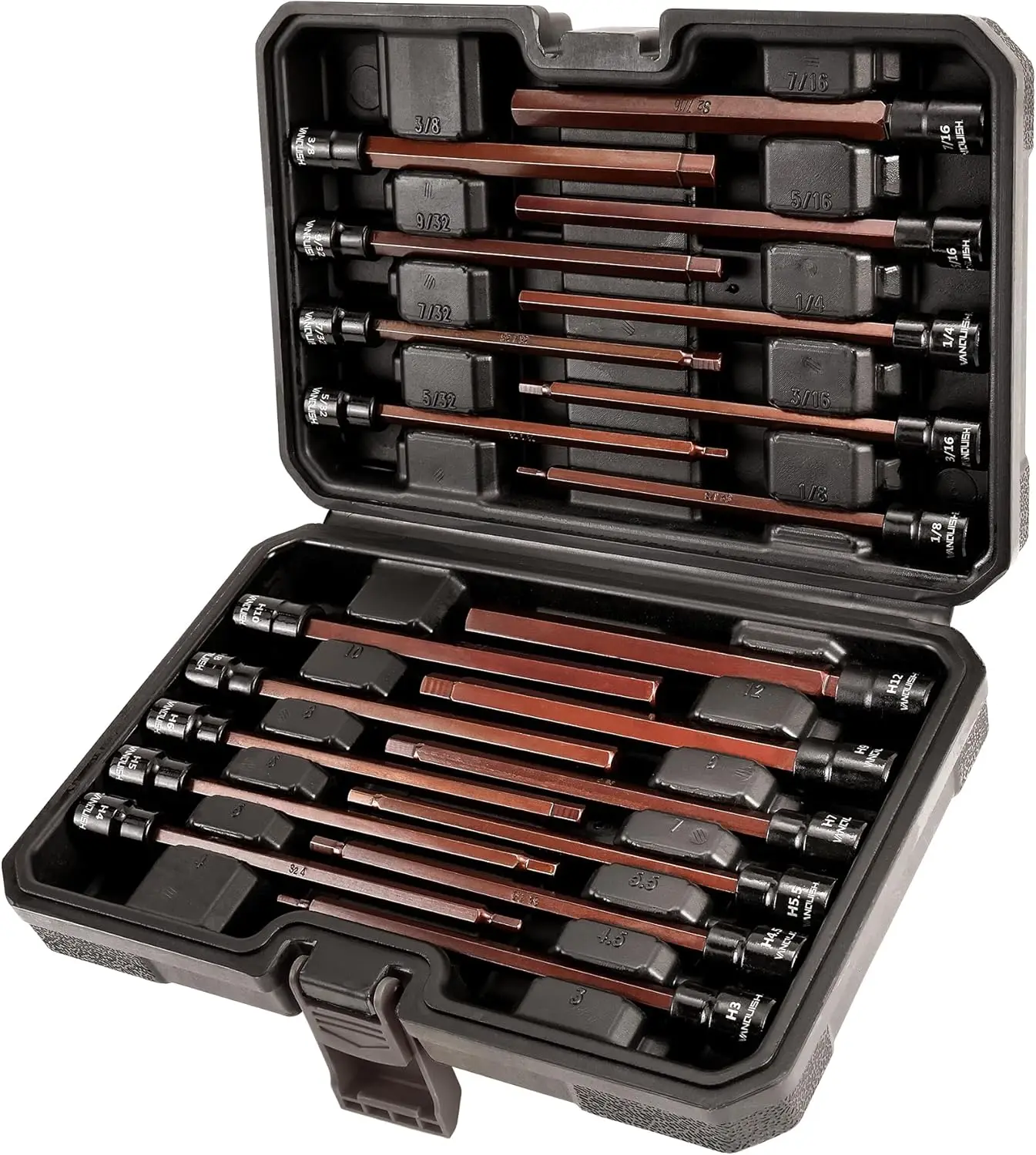 Extra Long Hex Bit Socket Set, 20-Piece 3/8 Inch Drive Allen Socket Set, Metric 3-12mm & SAE 1/8-7/16 Inch, S2 Alloy Steel
Extra Long Hex Bit Socket Set, 20-Piece 3/8 Inch Drive Allen Socket Set, Metric 3-12mm & SAE 1/8-7/16 Inch, S2 Alloy Steel