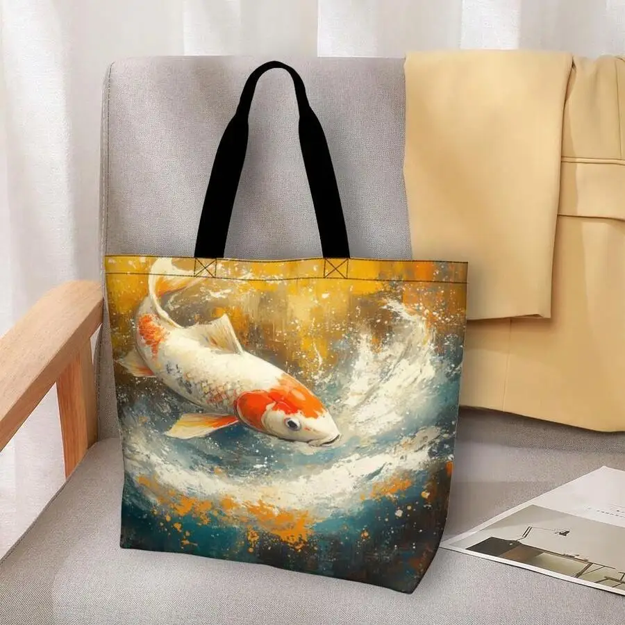 Koi Fish Art Print Tote Bag Stylish Japanese Carp Design Casual Travel Handbag For Women Men
Koi Fish Art Print Tote Bag Stylish Japanese Carp Design Casual Travel Handbag For Women Men
