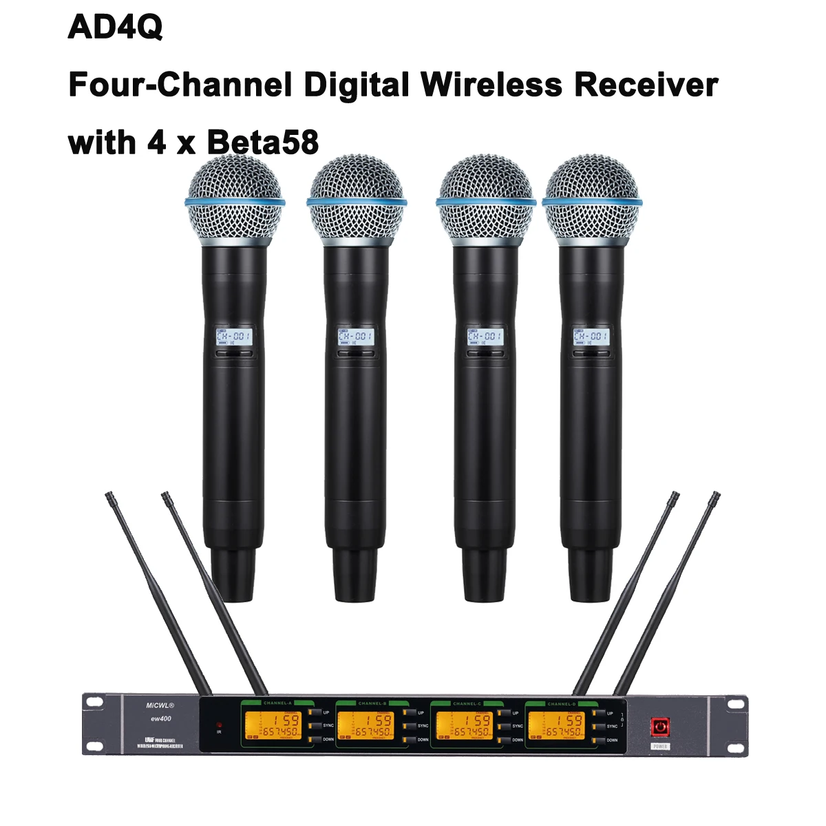 Super Cardioid Beta 58 4-Channel AD4Q Digital Wireless Microphone System KSM9 Handheld Anti-interference UHF DJ Karaoke Stage
Super Cardioid Beta 58 4-Channel AD4Q Digital Wireless Microphone System KSM9 Handheld Anti-interference UHF DJ Karaoke Stage