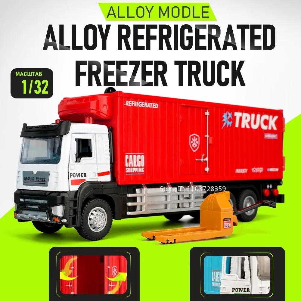 1:32 Scale Refrigerated Freezer Truck Toy Model Metal Diecast Waste Soil Transport Vehicles Doors Opened Pull Back Holiday Gifts
1:32 Scale Refrigerated Freezer Truck Toy Model Metal Diecast Waste Soil Transport Vehicles Doors Opened Pull Back Holiday Gifts