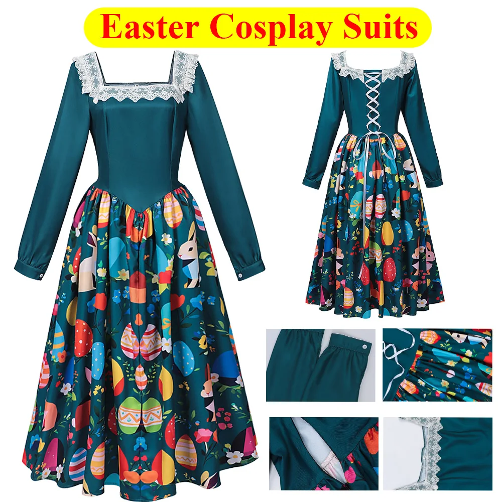 Ретро-костюм для косплея на Пасху: платье с кружевным квадратным вырезом, принтом кролика и яйца, наряд для выступлений, карнавальный костюм на Хэллоуин
Ретро-костюм для косплея на Пасху: платье с кружевным квадратным вырезом, принтом кролика и яйца, наряд для выступлений, карнавальный костюм на Хэллоуин