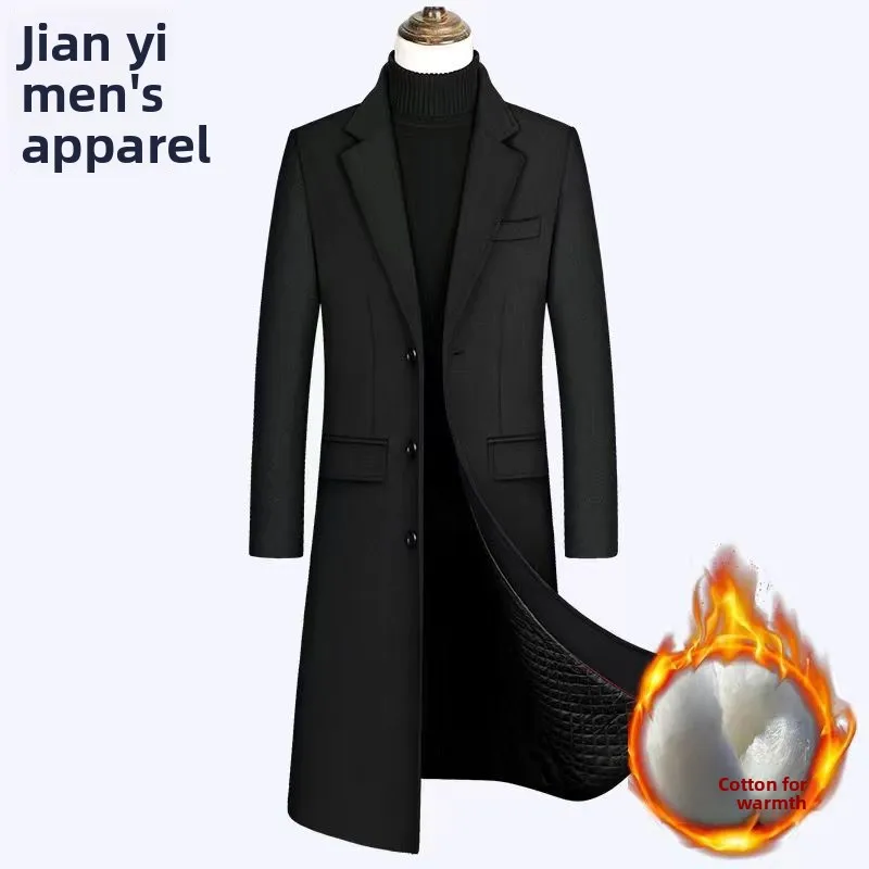 Men's Ultra-Long Woolen Coat Thickened Cotton Business Autumn Winter Coat Windbreaker Outerwear Standard Fit Single Button
Men's Ultra-Long Woolen Coat Thickened Cotton Business Autumn Winter Coat Windbreaker Outerwear Standard Fit Single Button