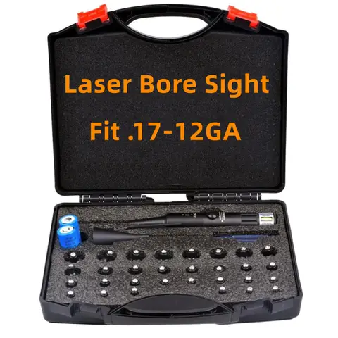 Red Green Laser Sight Bore Sighter Kit Collimator with 30pcs .17 177 to .22lr 12GA Laser Boresighter Collimator