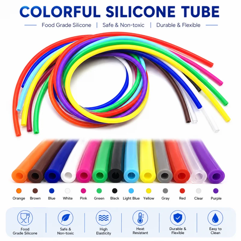 3-Meter ID2-12 mm Flexible Silicone Hose, Soft Rubber Water Pipe With Food-Grade Colored Drinking Connectors, Suitable for House
3-Meter ID2-12 mm Flexible Silicone Hose, Soft Rubber Water Pipe With Food-Grade Colored Drinking Connectors, Suitable for House