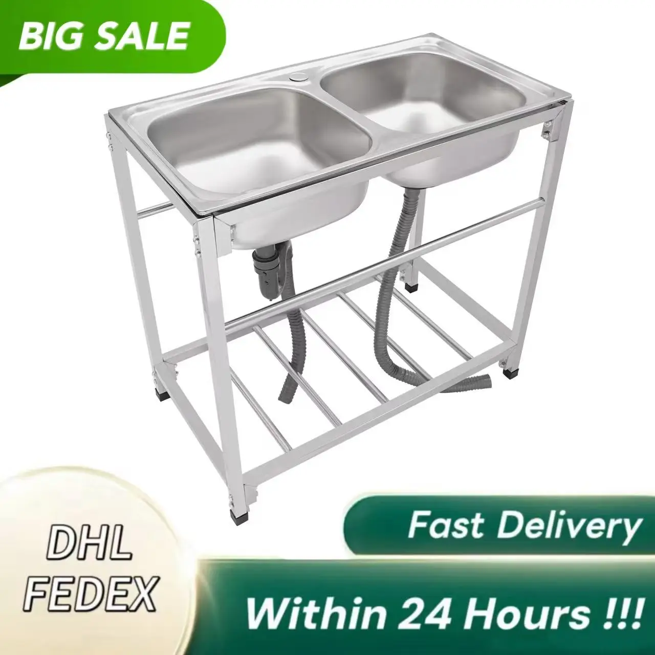 Stainless Steel Commercial Kitchen Sink with Double Bowls, Overflow Ports, Adjustable Height, and Extra Storage for Restaurants
Stainless Steel Commercial Kitchen Sink with Double Bowls, Overflow Ports, Adjustable Height, and Extra Storage for Restaurants