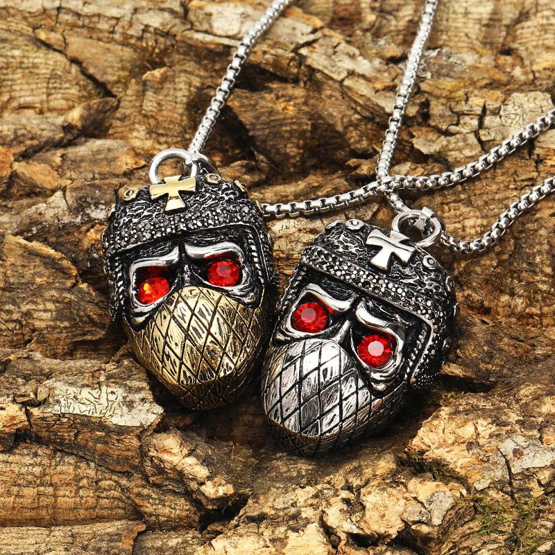 European and American hip-hop fashion personality diamond inlaid steel helmet skull stainless steel necklace pendant
European and American hip-hop fashion personality diamond inlaid steel helmet skull stainless steel necklace pendant