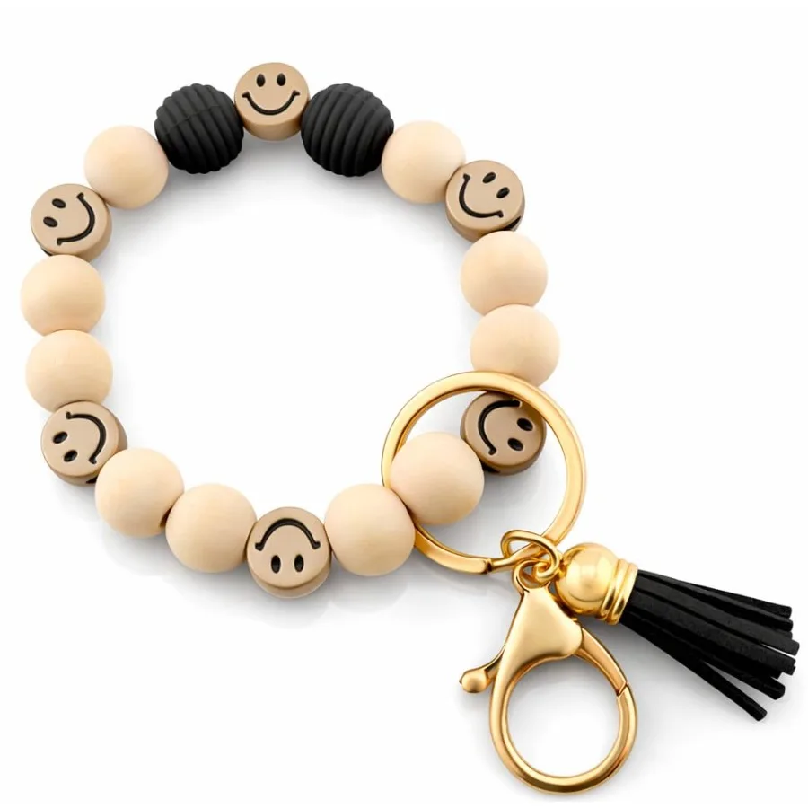 Tassel Smile Key Chain Bracelet for Women Wooden Happy Faces Beaded Key Chain Wristlet Keychain for Car Keys
Tassel Smile Key Chain Bracelet for Women Wooden Happy Faces Beaded Key Chain Wristlet Keychain for Car Keys