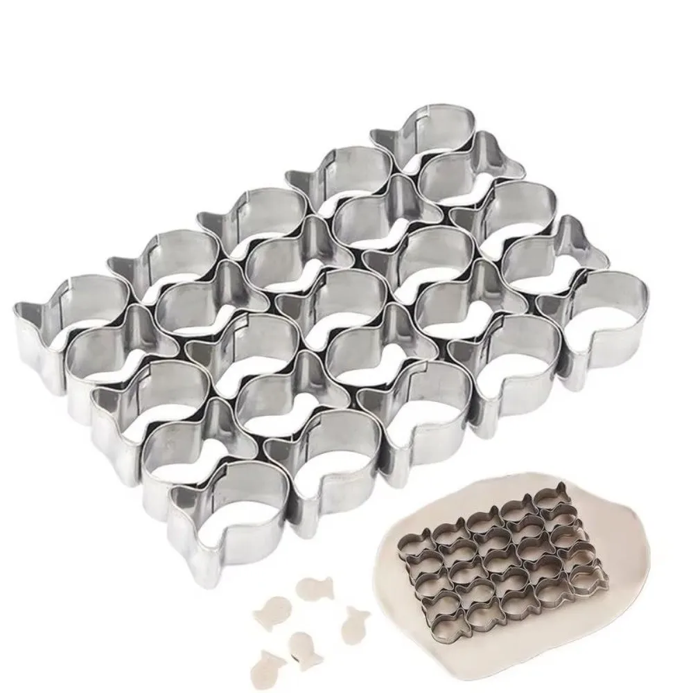 Stainless Steel Fish Shaped Baking Mold Reusable 25 Grids Biscuit Cutters Non-Stick Mini Fondant Cookie Cutter Cookie Baking
Stainless Steel Fish Shaped Baking Mold Reusable 25 Grids Biscuit Cutters Non-Stick Mini Fondant Cookie Cutter Cookie Baking