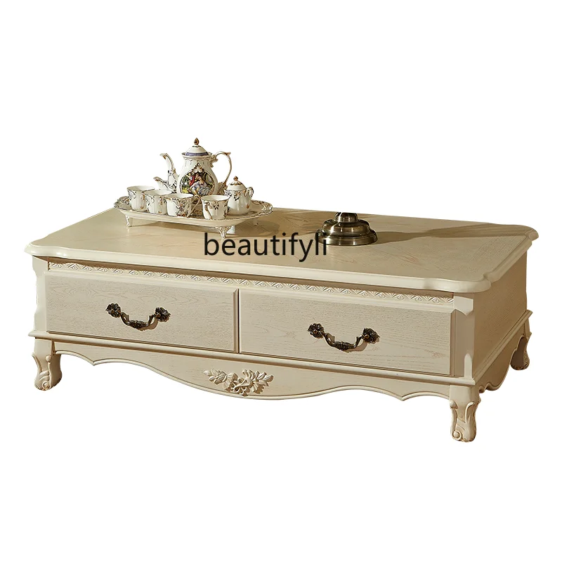 European-Style Solid Wood Coffee Table Living Room with Pumping Simple Fashion Pier Table Antique Four Buckets White Tea Table
European-Style Solid Wood Coffee Table Living Room with Pumping Simple Fashion Pier Table Antique Four Buckets White Tea Table