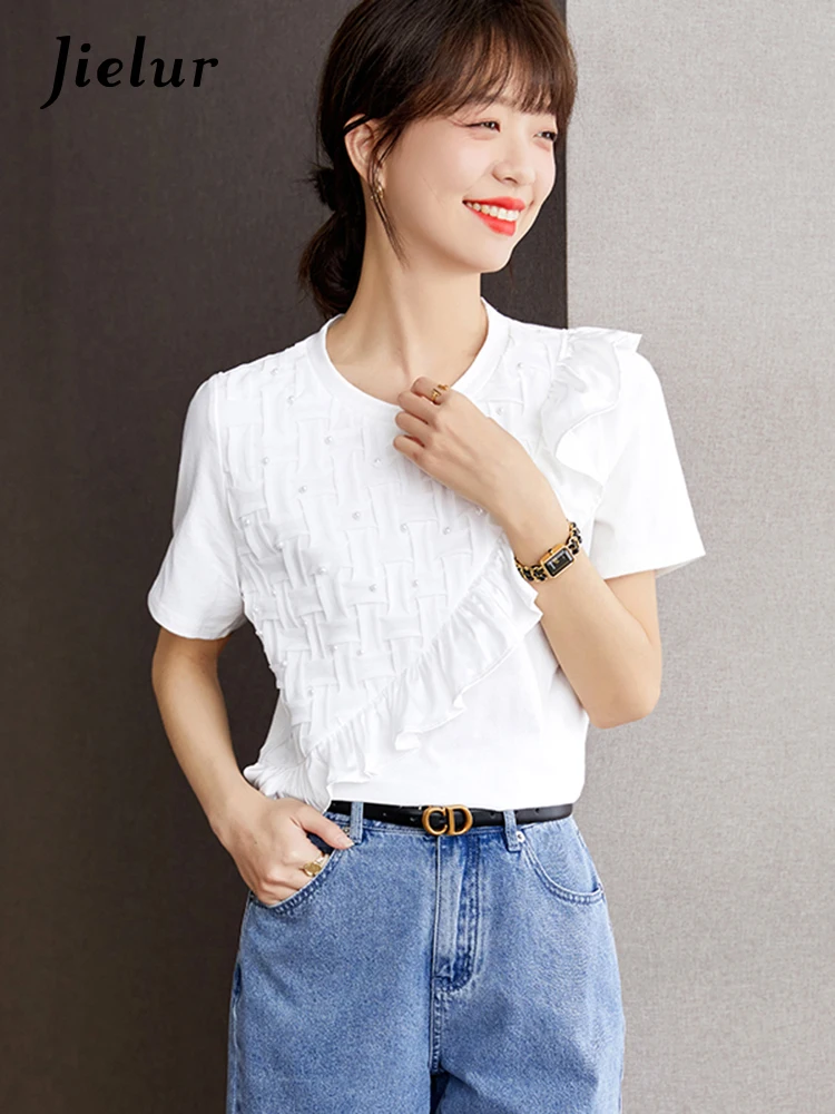 Korean Soild Color Young Women Blouse Slim Patchwork White Pullover Top Women O-neck Ladies Versatile Female Short Sleeve
Korean Soild Color Young Women Blouse Slim Patchwork White Pullover Top Women O-neck Ladies Versatile Female Short Sleeve