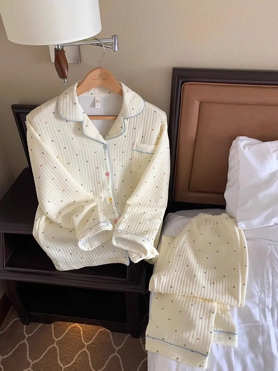 Thiened Air Cotton Spwear Set для женщин, осенне-зимняя домашняя одежда Long Sve V-Ne с принтом в горошек Sweet Sle Home C...
Thiened Air Cotton Spwear Set для женщин, осенне-зимняя домашняя одежда Long Sve V-Ne с принтом в горошек Sweet Sle Home C...