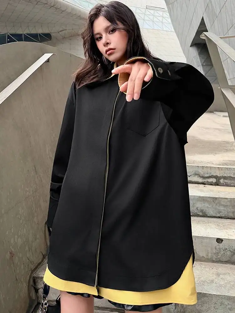 Black Yellow Women Color-block Big Size Long Blouse New Lapel Long Sleeve Shirt Fashion Spring Autumn 2026 AM9I
Black Yellow Women Color-block Big Size Long Blouse New Lapel Long Sleeve Shirt Fashion Spring Autumn 2026 AM9I