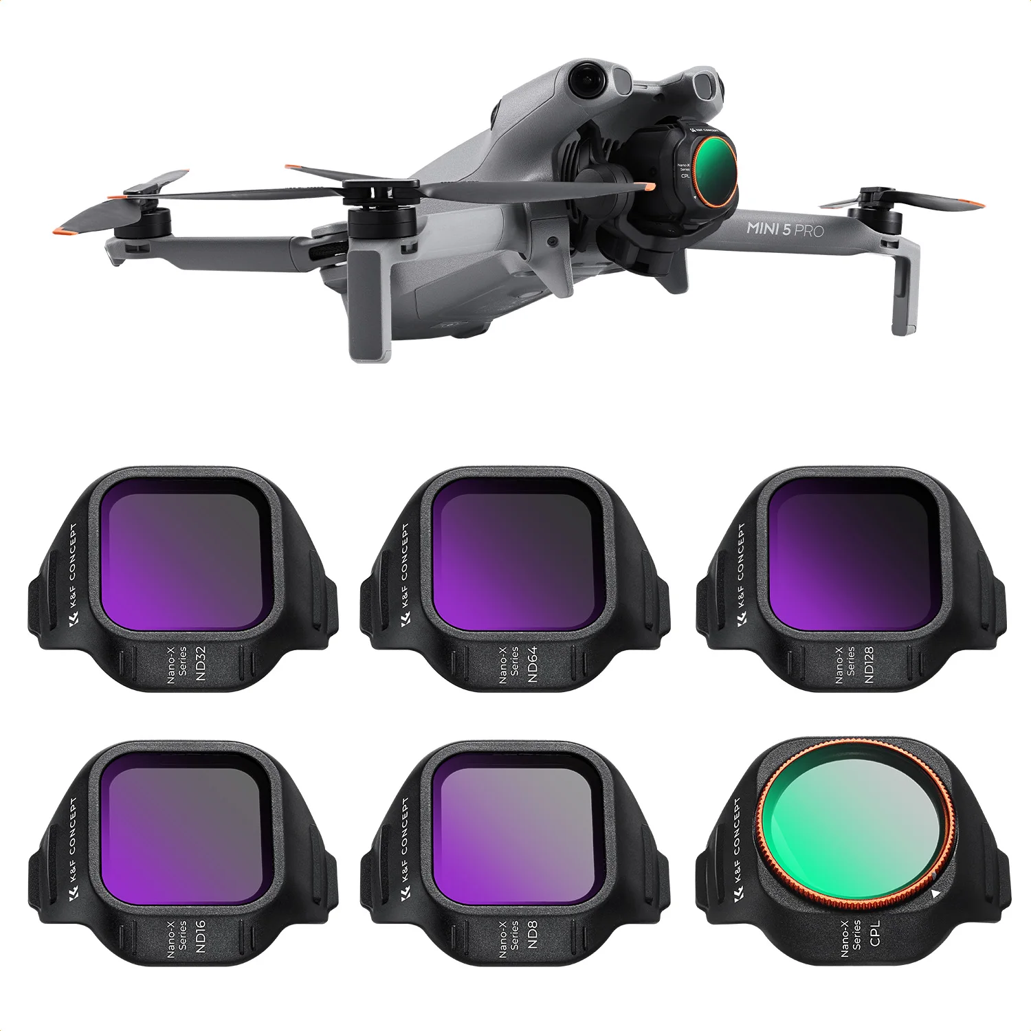K&F CONCEPT ND & CPL Filter Set for DJI Mini 5 Pro 6Pack CPL ND8 ND16 ND32 ND64 ND128 Neutral Density Polarizing Filter
K&F CONCEPT ND & CPL Filter Set for DJI Mini 5 Pro 6Pack CPL ND8 ND16 ND32 ND64 ND128 Neutral Density Polarizing Filter