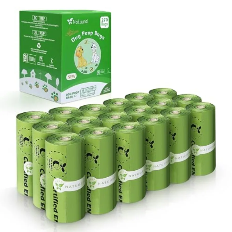 Certified Compostable Dog Poop Bags-270Bags 18Rolls, Poop Bags for Dogs Made of Cornstarch - ASTM D6400 By USA, Leakproof Easy
Certified Compostable Dog Poop Bags-270Bags 18Rolls, Poop Bags for Dogs Made of Cornstarch - ASTM D6400 By USA, Leakproof Easy