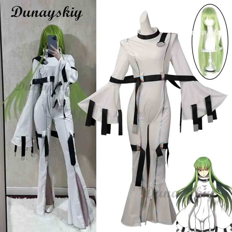Anime Code Geass: Hangyaku no Lelouch Costumes Wig Cosplay C.C. Cos Uniform White Slim-Fitting Onesie With Green Wig Full Set
Anime Code Geass: Hangyaku no Lelouch Costumes Wig Cosplay C.C. Cos Uniform White Slim-Fitting Onesie With Green Wig Full Set