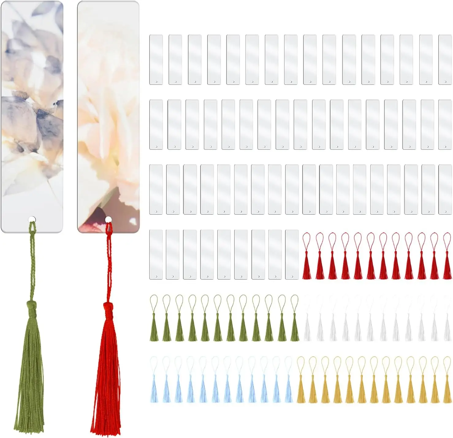 60 Acrylic Bookmark Blanks with Tassels for DIY Craft and Graduation Gift Decoration
60 Acrylic Bookmark Blanks with Tassels for DIY Craft and Graduation Gift Decoration
