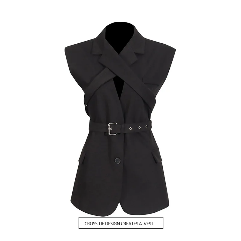Spring Autumn Design Sensation Personality Crossed Belted Waist Cinched Mid-Length Sleeveless Suit Vest Jacket Women Tr...
Spring Autumn Design Sensation Personality Crossed Belted Waist Cinched Mid-Length Sleeveless Suit Vest Jacket Women Tr...