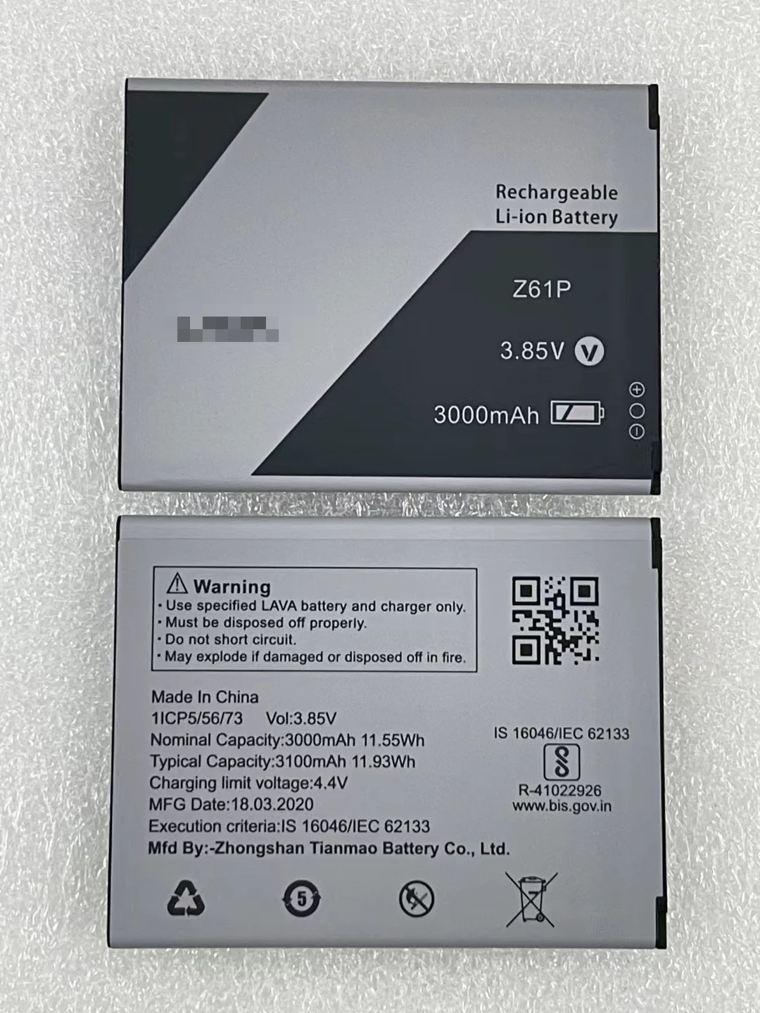 New original spot LAVA Z61P 3000mAh high capacity replacement battery
New original spot LAVA Z61P 3000mAh high capacity replacement battery