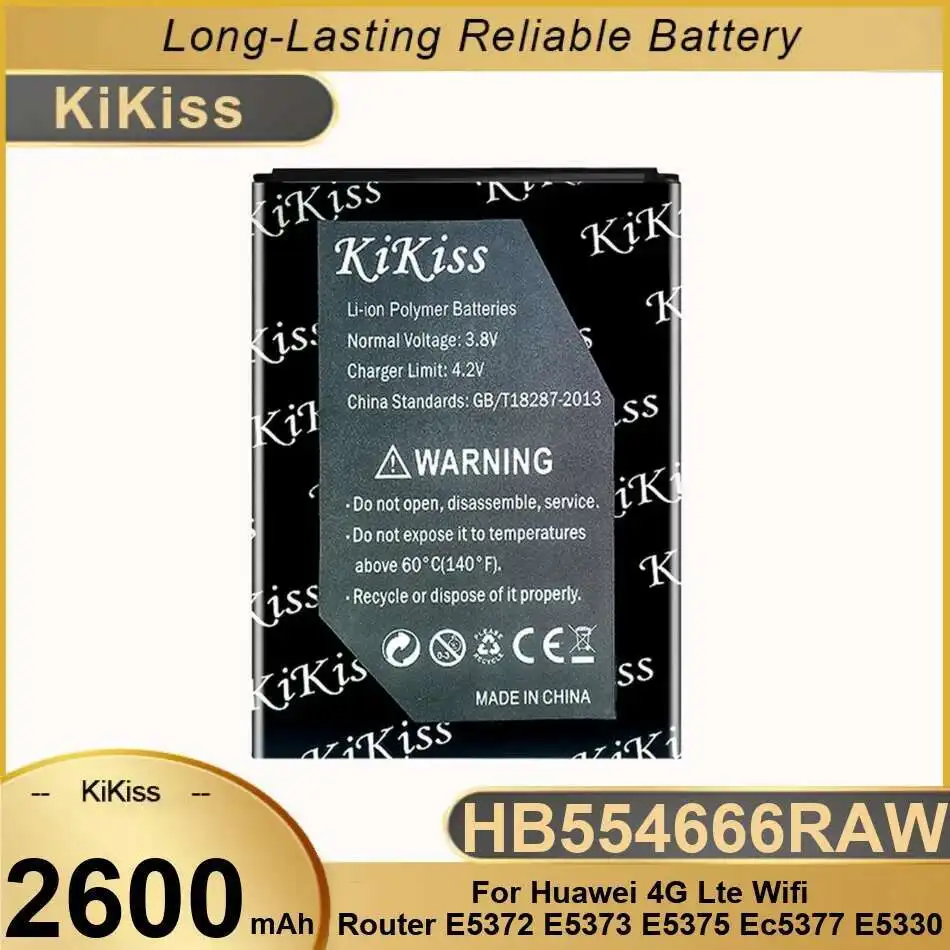 Mobile Phone Battery HB554666RAW 2600mAh For Huawei 4G Lte Wifi Router 4G E5375 EC5377 E5373 E5330 E5336 E5351 E5372 E5356
Mobile Phone Battery HB554666RAW 2600mAh For Huawei 4G Lte Wifi Router 4G E5375 EC5377 E5373 E5330 E5336 E5351 E5372 E5356