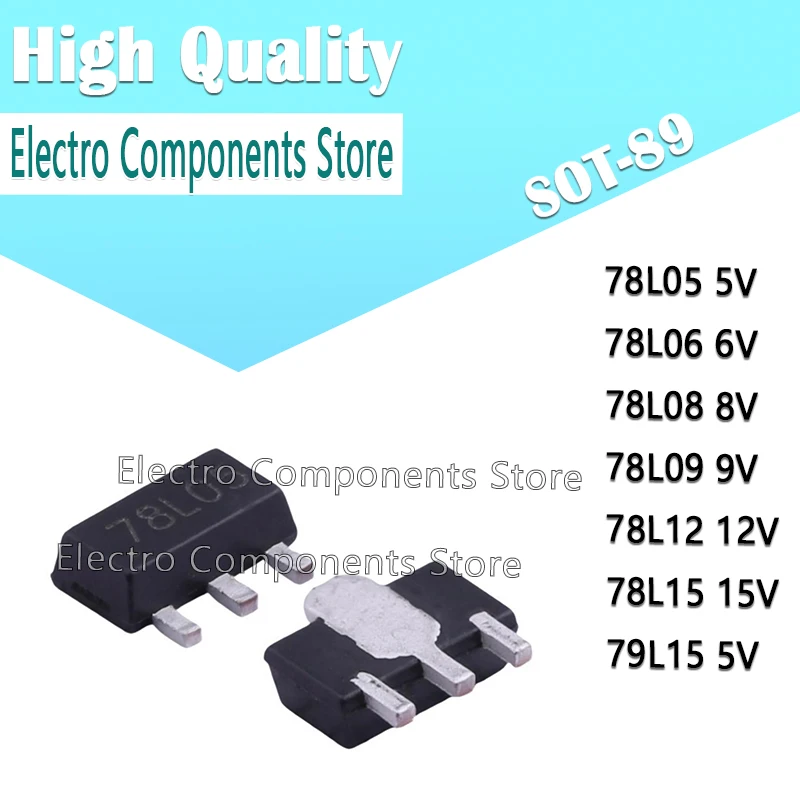 10 шт. 3-контактный регулятор положительного напряжения 78L05 5 В 78L06 6 В 78L08 8 В 78L09 9 В 78L12 12 В 78L15 15 В 79L15 SOT89-3
10 шт. 3-контактный регулятор положительного напряжения 78L05 5 В 78L06 6 В 78L08 8 В 78L09 9 В 78L12 12 В 78L15 15 В 79L15 SOT89-3