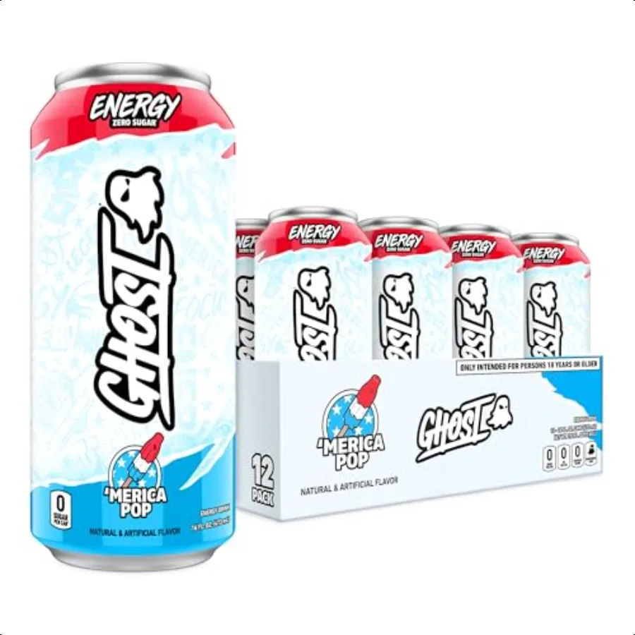 GHOST Energy Drink 12Pack 'Merica Pop 16oz Cans Energy Focus No Artificial Colors 200mg of Natural Caffeine LCarnitine Taurine
GHOST Energy Drink 12Pack 'Merica Pop 16oz Cans Energy Focus No Artificial Colors 200mg of Natural Caffeine LCarnitine Taurine