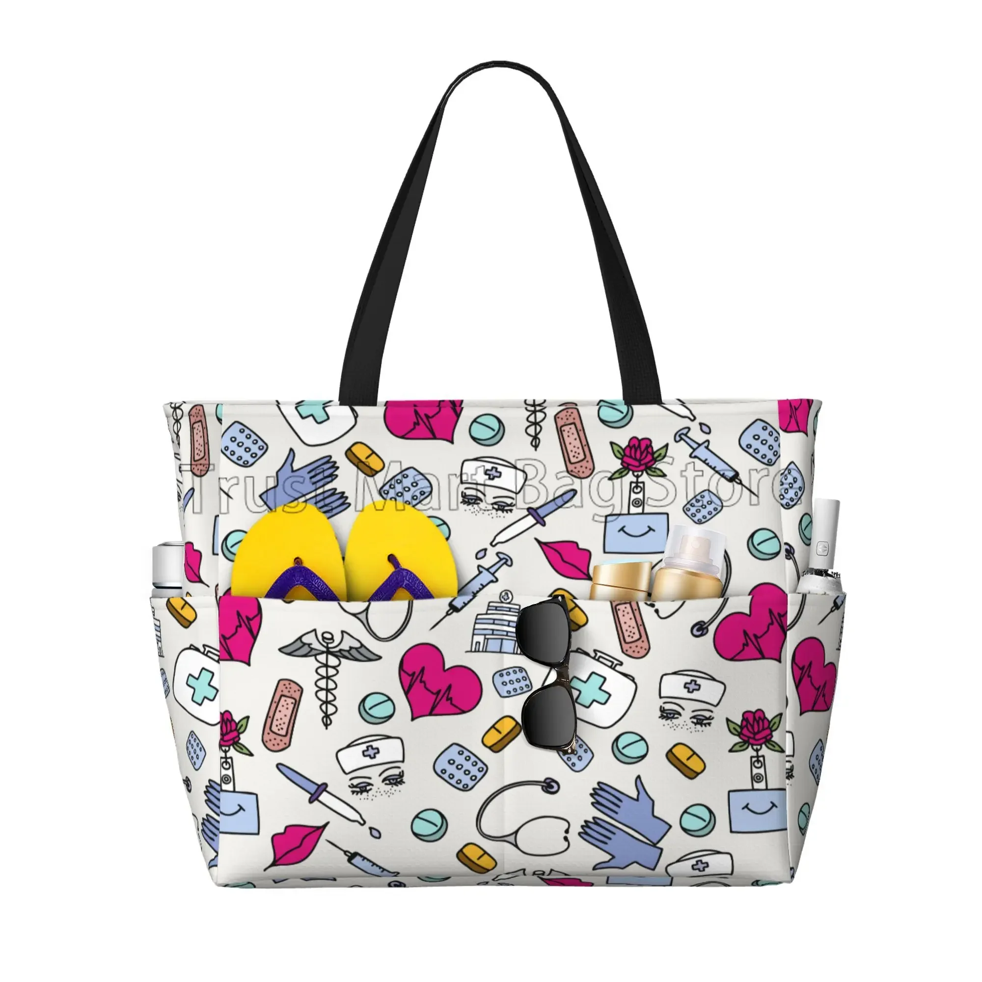 Пляжные сумки-тоут с принтом медсестры для женщин, водонепроницаемая, пескозащитная, большая сумка для бассейна, стильная пляжная сумка на молнии для плавания, тренажерного зала, путешествий, покупок
Пляжные сумки-тоут с принтом медсестры для женщин, водонепроницаемая, пескозащитная, большая сумка для бассейна, стильная пляжная сумка на молнии для плавания, тренажерного зала, путешествий, покупок