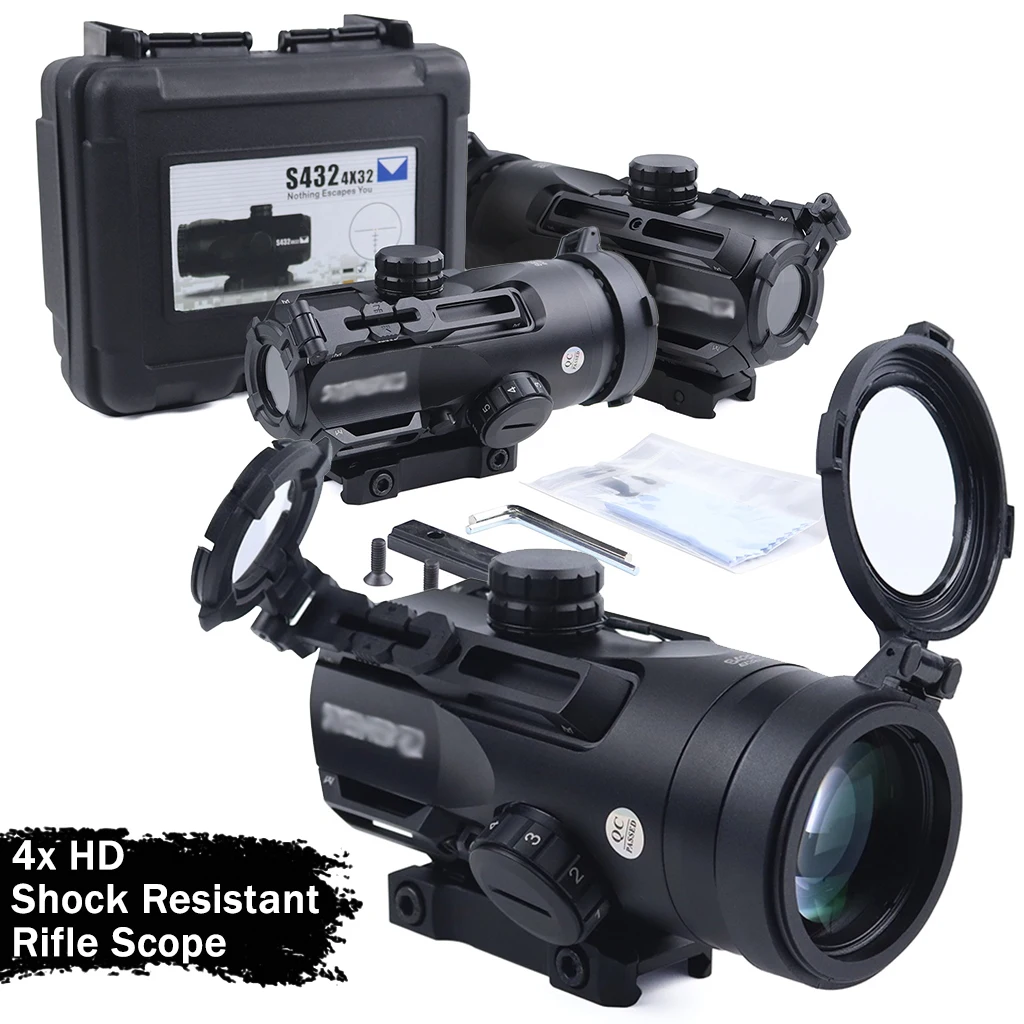 S432 4X HD Shock Resistant Metal Tactical Rifle Scope Monocular Telescope Hunting Optical Instrument Crosshairs Sight with Light
S432 4X HD Shock Resistant Metal Tactical Rifle Scope Monocular Telescope Hunting Optical Instrument Crosshairs Sight with Light
