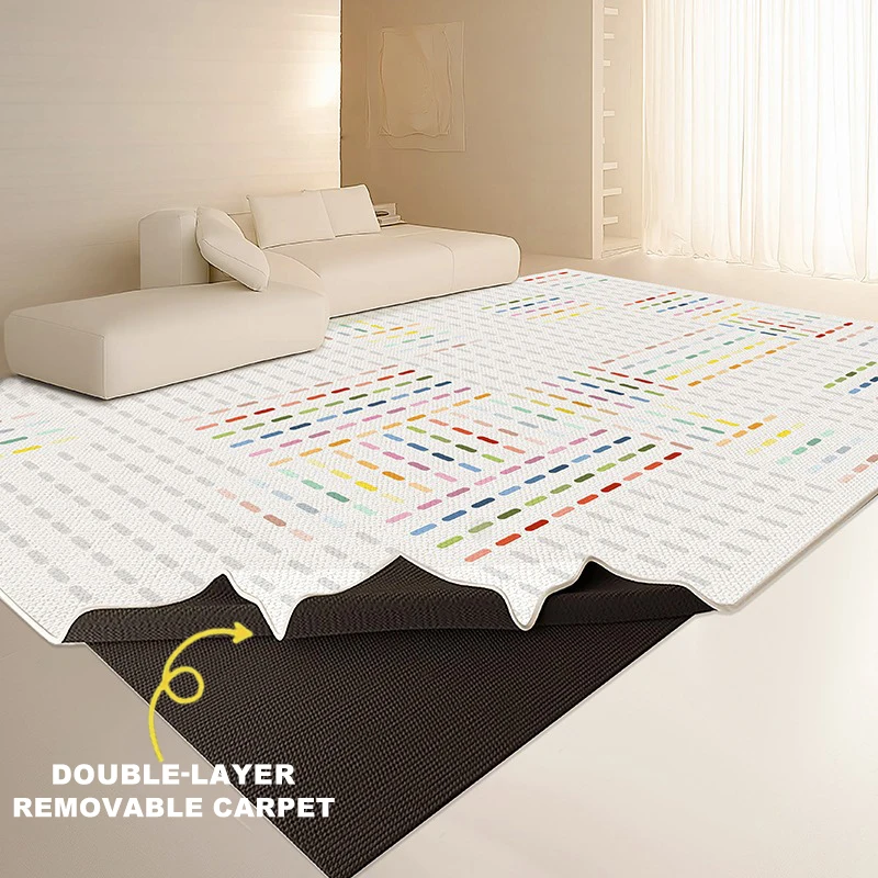 Living Room Removable Carpet Double Layer Machine Washable Colorful Striped Rug Bedroom Floor Mat Big Area Home Decoration Rugs
Living Room Removable Carpet Double Layer Machine Washable Colorful Striped Rug Bedroom Floor Mat Big Area Home Decoration Rugs