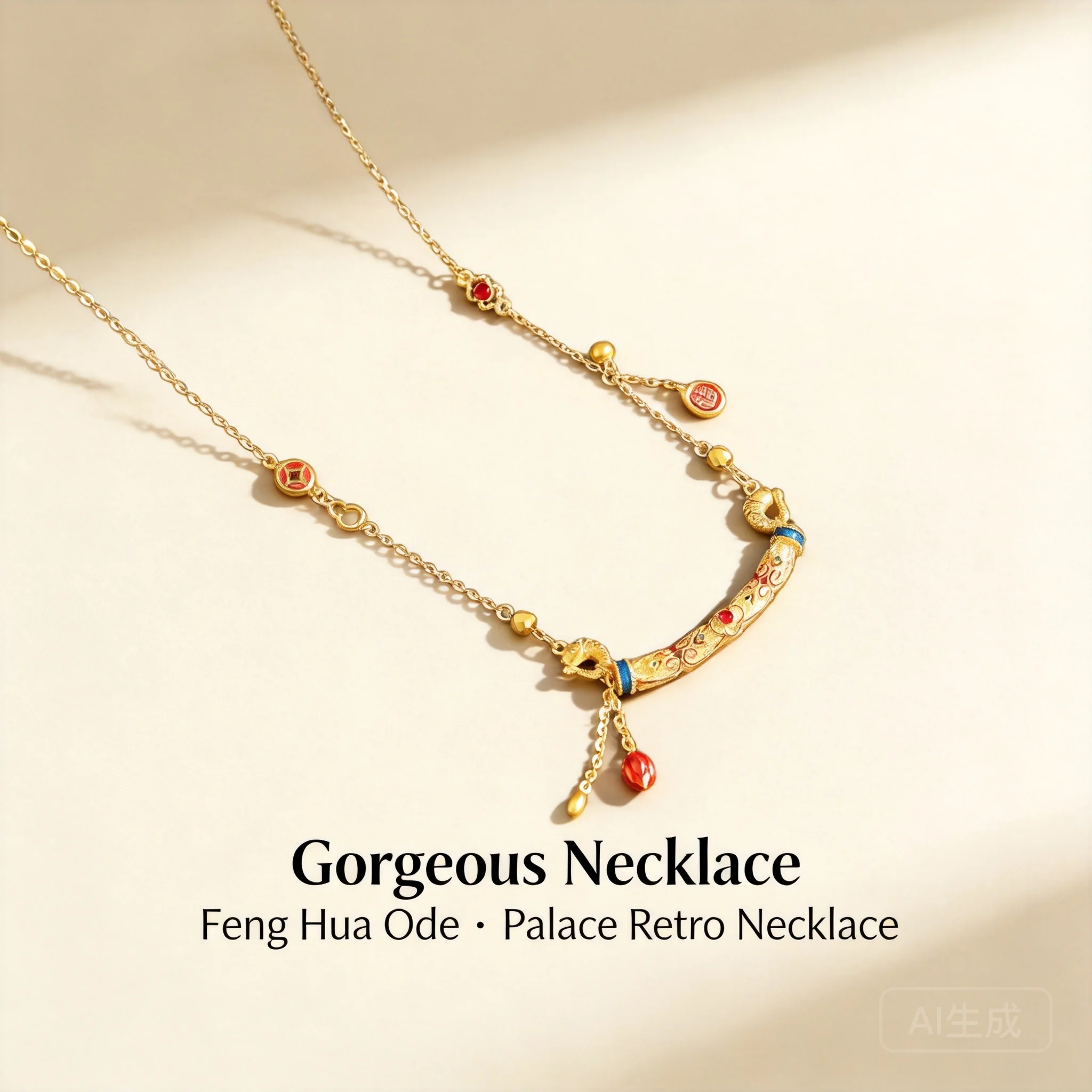 Traditional Chinese Style Long Lasting Color Retention Gold Plated Necklace Vintage Palace Enamel Lucky Blessing Wealth Attracti
Traditional Chinese Style Long Lasting Color Retention Gold Plated Necklace Vintage Palace Enamel Lucky Blessing Wealth Attracti