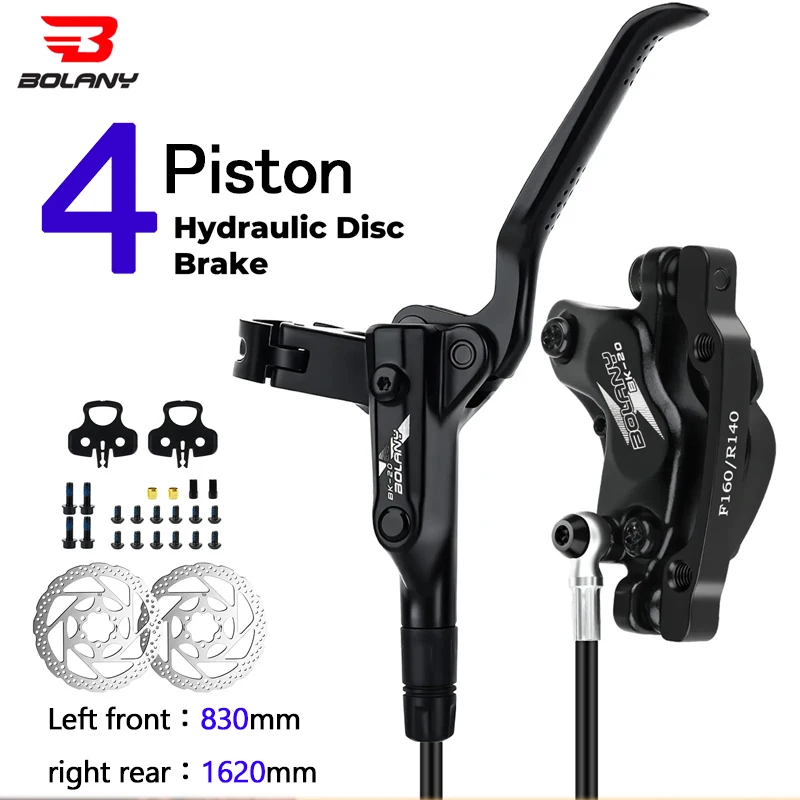 BOLANY 4 Piston Hydraulic Disc Brake MTB Disc Brake Set Front Rear Brake Caliper Bike Oil Pressure 830mm/1620mm with 160mm Disc
BOLANY 4 Piston Hydraulic Disc Brake MTB Disc Brake Set Front Rear Brake Caliper Bike Oil Pressure 830mm/1620mm with 160mm Disc