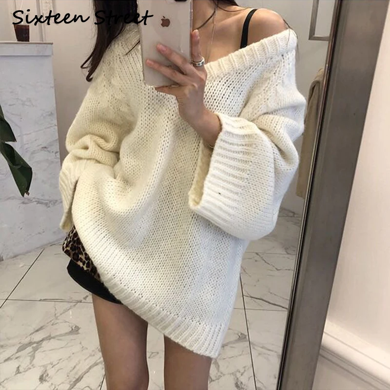 New Autumn Sweater Woman Loose Knitted V-Neck White Solid Warm Long Pullover Female Sexy Winter 2020 Chic Korea Lantern Sleeve
New Autumn Sweater Woman Loose Knitted V-Neck White Solid Warm Long Pullover Female Sexy Winter 2020 Chic Korea Lantern Sleeve