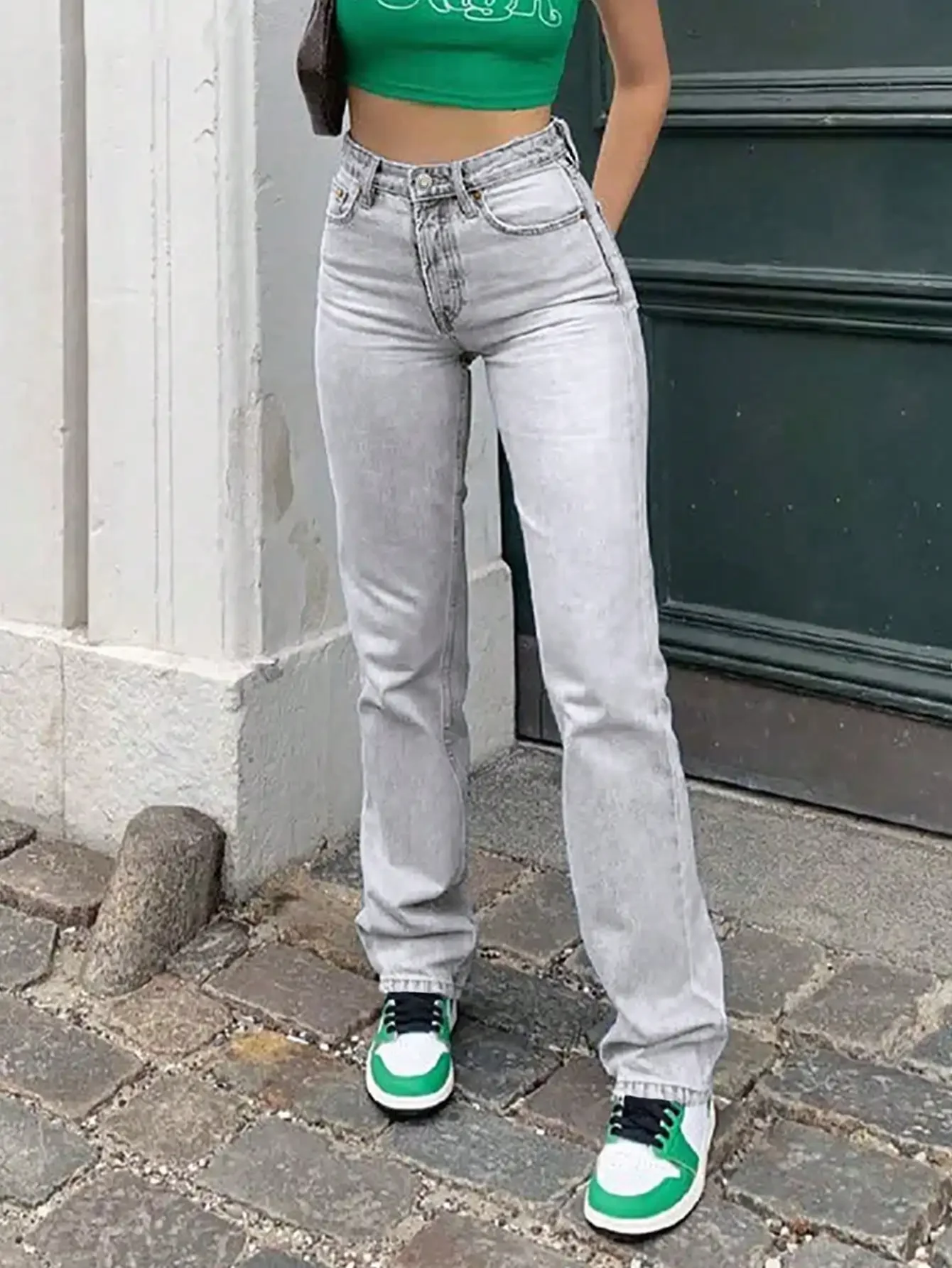 High Waist Stretch Straight-Leg Denim Jeans for Women - Light Wash, Vintage Style
High Waist Stretch Straight-Leg Denim Jeans for Women - Light Wash, Vintage Style