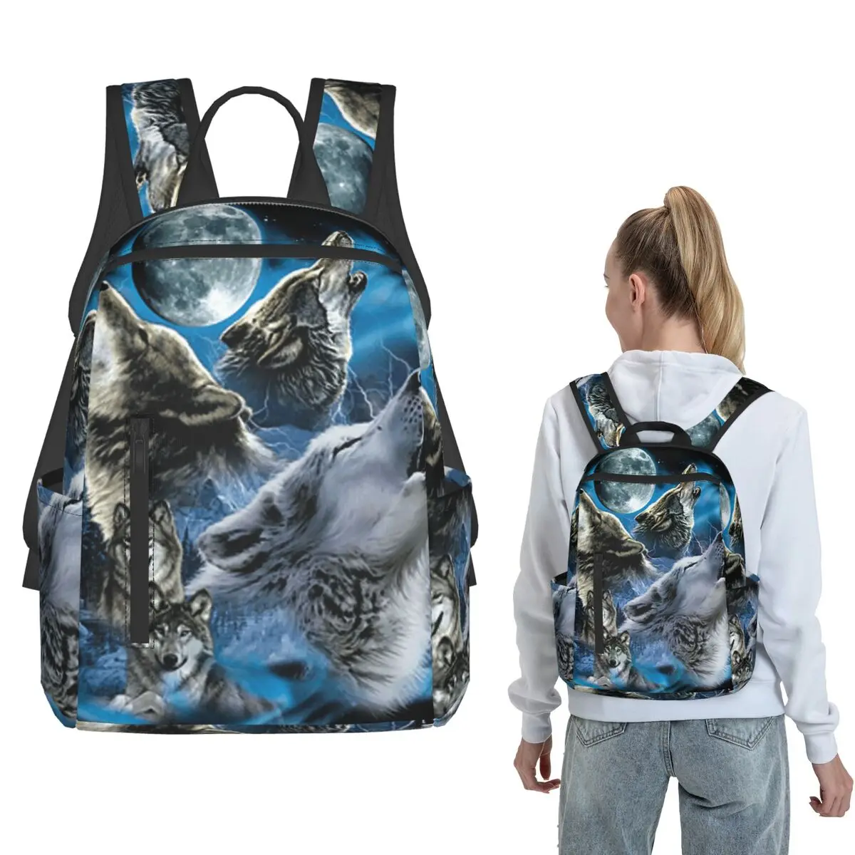 Blue Moon And Wolves Design Backpack Large Capacity Kids BookBag School Bag Shoulder Bags for Men Women
Blue Moon And Wolves Design Backpack Large Capacity Kids BookBag School Bag Shoulder Bags for Men Women