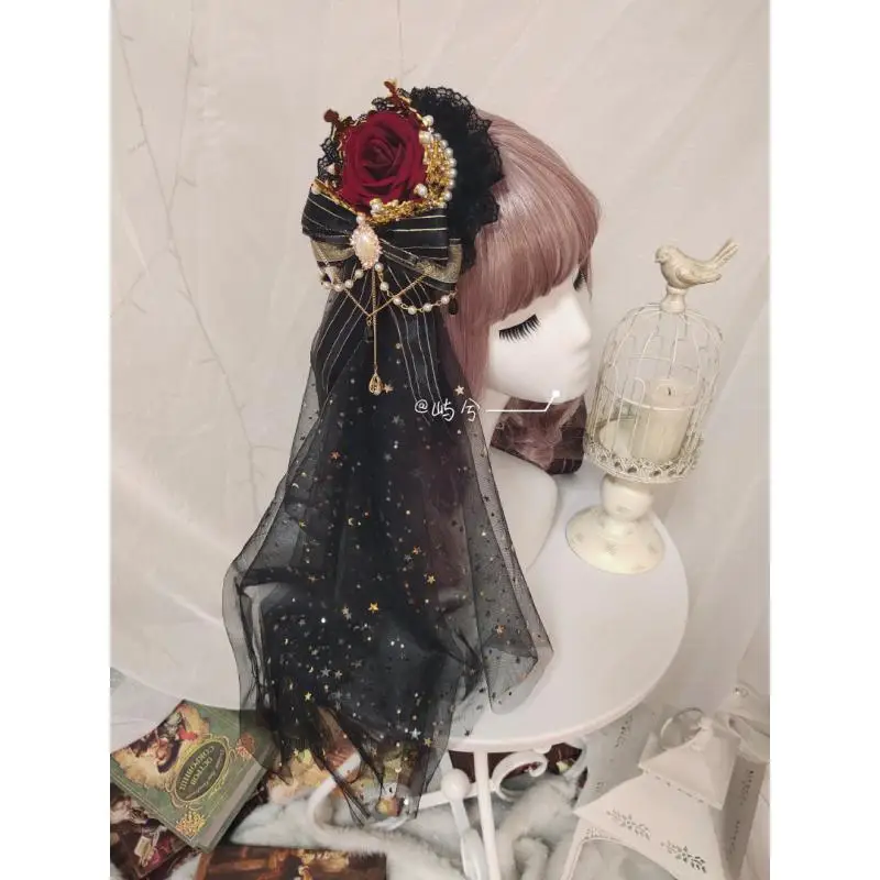 luxury lolita Crown Headdress Lovely Cosplay Anime Ribbon Bow long streamers hand made Hairpins Crown Flower Hair Accessories
luxury lolita Crown Headdress Lovely Cosplay Anime Ribbon Bow long streamers hand made Hairpins Crown Flower Hair Accessories