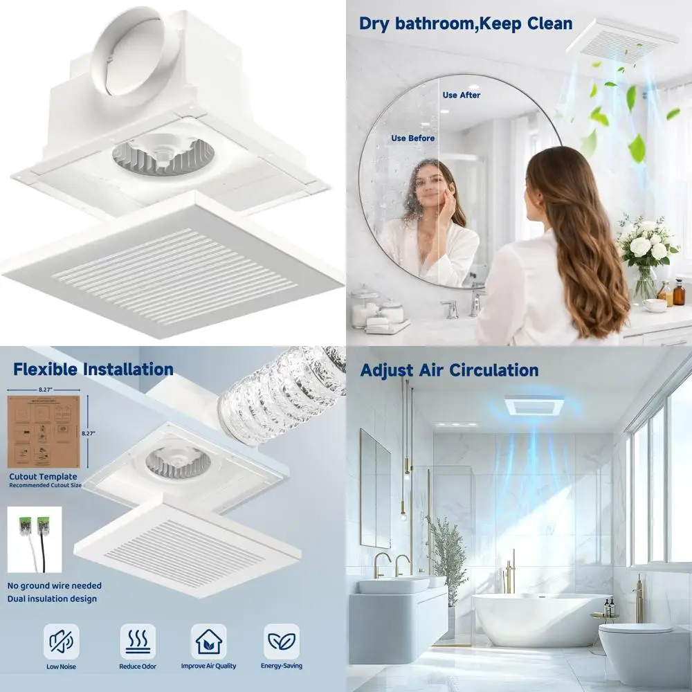 Ultra Quiet 100 CM 1.0 Sones Exhaust Fan, 9.5 Panel, 8.27x8.27 Mount, 4 Duct, Energy Efficient for Home and Office Bathroom Vent
Ultra Quiet 100 CM 1.0 Sones Exhaust Fan, 9.5 Panel, 8.27x8.27 Mount, 4 Duct, Energy Efficient for Home and Office Bathroom Vent