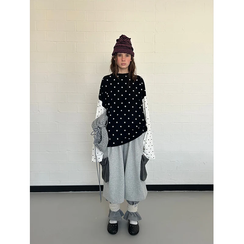 Spring 2026 Korean Style Lazy Print Star Splicing Polka Dot Color Block Versatile Base Shirt Breathable Long Sleeve round Neck
Spring 2026 Korean Style Lazy Print Star Splicing Polka Dot Color Block Versatile Base Shirt Breathable Long Sleeve round Neck