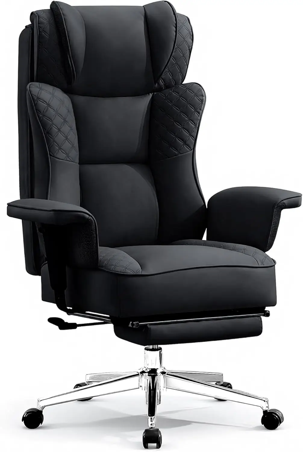 Ergonomic Leather Reclining Chair with Footrest, High-Back Comfy Executive Computer Desk Chairs,400LBS (Black)
Ergonomic Leather Reclining Chair with Footrest, High-Back Comfy Executive Computer Desk Chairs,400LBS (Black)